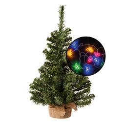 Foto van Mini kerstboom - groen - met paarden thema verlichting - h60 cm - kunstkerstboom