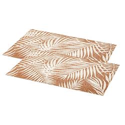 Foto van Set van 6x stuks rechthoekige placemats palm wit linnen mix 45 x 30 cm - placemats