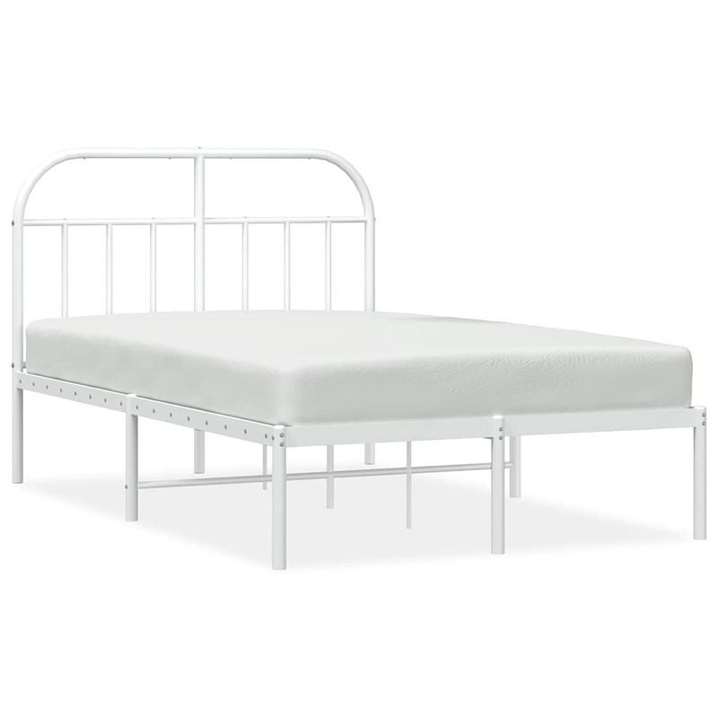 Foto van Vidaxl bedframe met hoofdbord metaal wit 135x190 cm