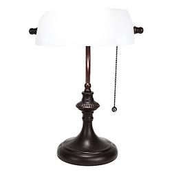 Foto van Haes deco - bankierslamp tafellamp wit 26x16x38 cm fitting e27 / lamp max 1x40w