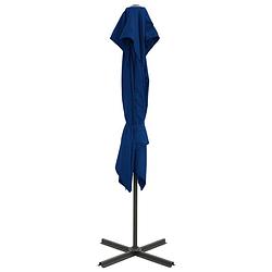 Foto van The living store tuinparasol - 250x250x254 cm - azuurblauw - uv-beschermend - polyester