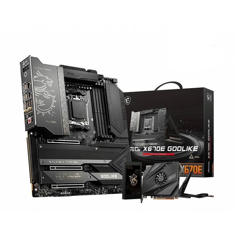 Foto van Msi meg x670e godlike moederbord socket #####amd am5 vormfactor atx moederbord chipset amd® x670