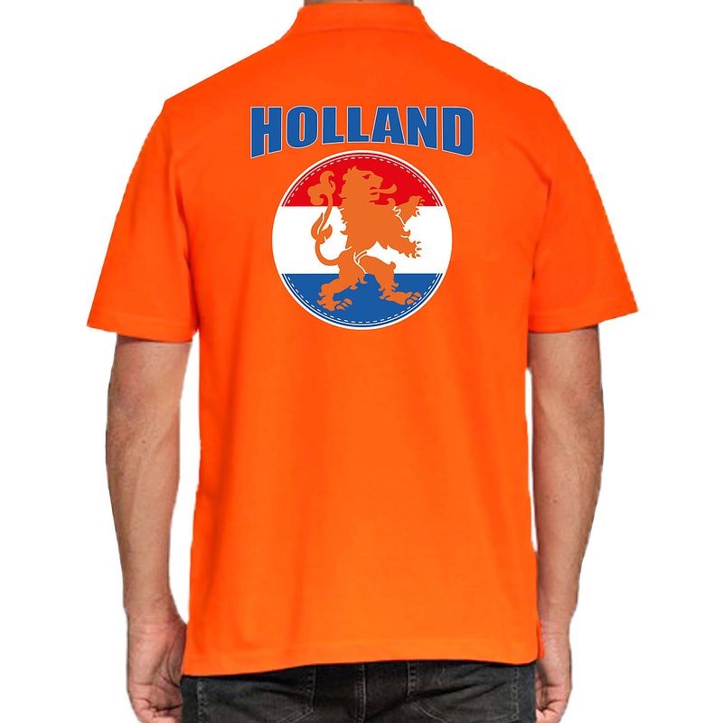 Foto van Grote maten oranje fan poloshirt / kleding holland met oranje leeuw ek/ wk voor heren 3xl - feestshirts