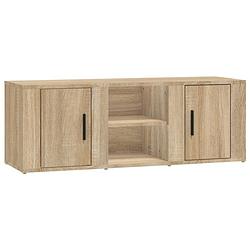 Foto van The living store tv-meubel - sonoma eiken - 100 x 31.5 x 35 cm - stevig design