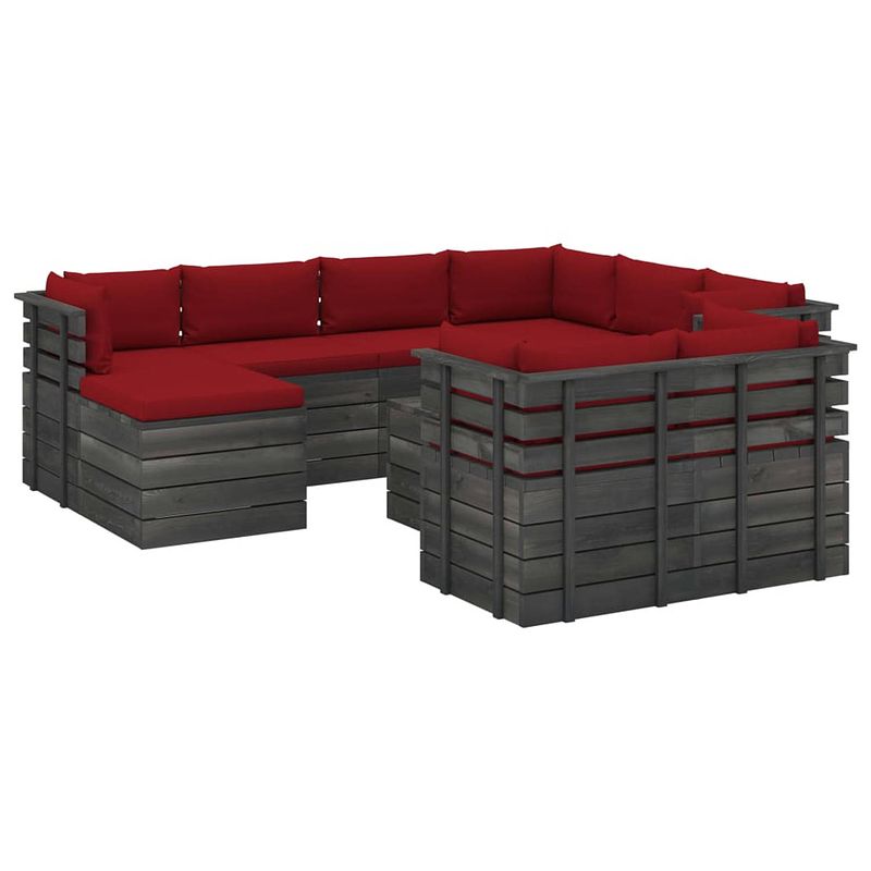 Foto van Vidaxl 10-delige loungeset met kussens pallet massief grenenhout