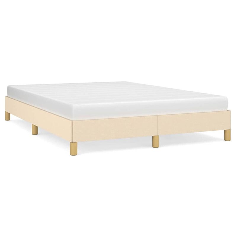 Foto van The living store bedframe - duurzaam - bedframe - afmeting- 203 x 143 x 25 cm - kleur- crème - materiaal- stof -