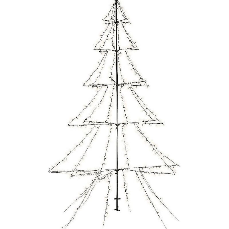 Foto van Verlichte figuren zwarte lichtboom/metalen boom/kerstboom met 420 led lichtjes 200 cm - kerstverlichting figuur