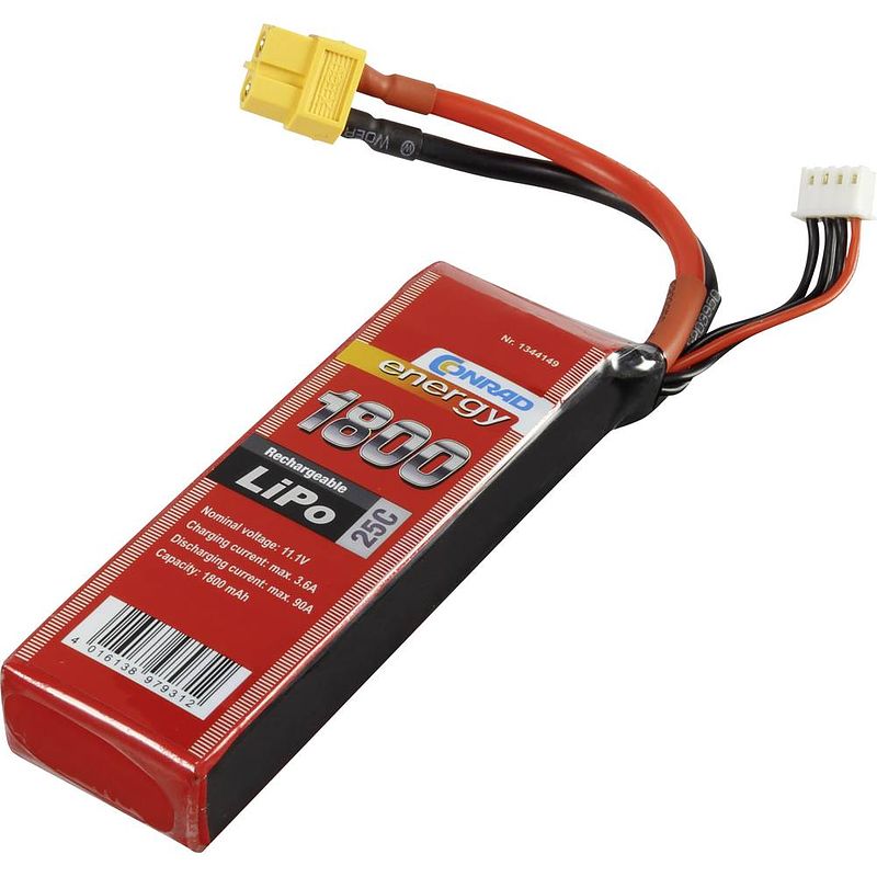 Foto van Conrad energy lipo accupack 11.1 v 1800 mah aantal cellen: 3 25 c softcase xt60