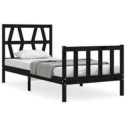 Foto van The living store bedframe massief grenenhout - zwart - 195.5 x 80.5 x 100 cm - multiplex lattenbodem