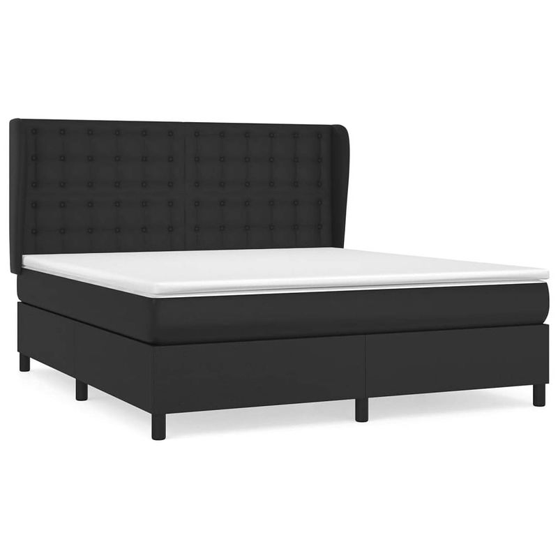 Foto van The living store boxspringbed - nero - 160 x 200 cm - kunstleer - pocketvering