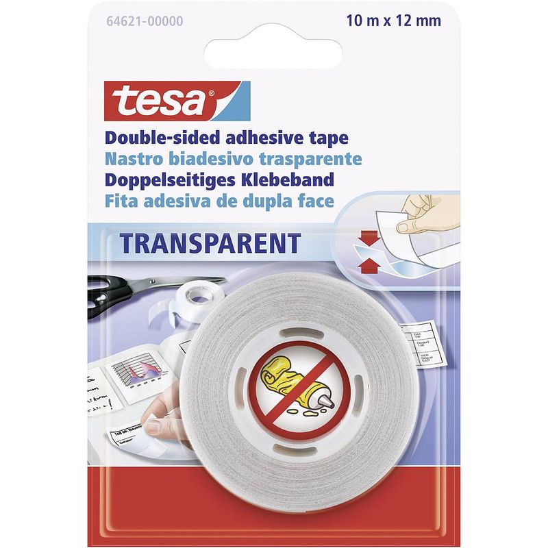 Foto van Tesa 64621-00000-07 dubbelzijdige tape transparant (l x b) 10 m x 12 mm 1 stuk(s)