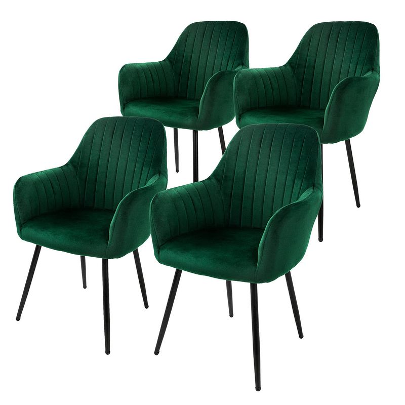 Foto van Ml-design set van 4 eetkamerstoelen met rugleuning en armleuningen,groen,keukenstoelen met fluwelen bekleding