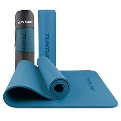 Foto van Tunturi yogamat 8mm - yogamat - extra dikke sportmat - 180x60x0,8 cm - incl draagtas - anti slip en eco - petrol blauw