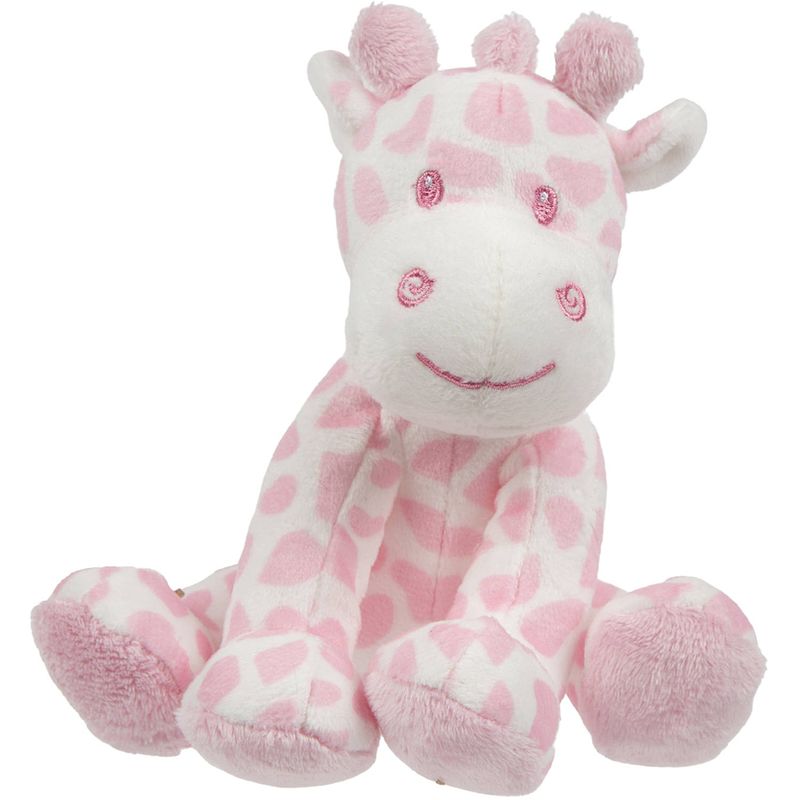 Foto van Suki gifts knuffeldier - giraffe - roze/wit - pluche - safari dieren - 14 cm - knuffelberen