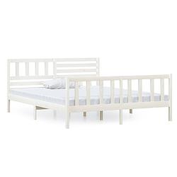 Foto van The living store bedframe - grenenhout - 120 x 200 cm - wit