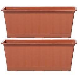 Foto van 2x terracotta kunststof agro plantenbakken/bloembakken 50 cm - plantenbakken