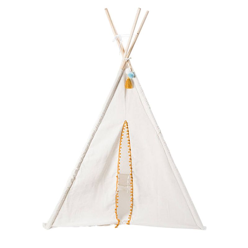 Foto van Atmosphera tipi speeltent voor kinderen - 120 x 120 x 160 cm - beige - wigwam - speeltenten