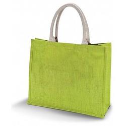 Foto van Jute lime groene shopper/boodschappen tas 42 cm - boodschappentassen