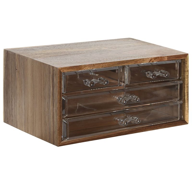 Foto van Bureau/hobby organizer - 3 lades - 24 x 16 x 13 cm - acacia hout - ladeblok