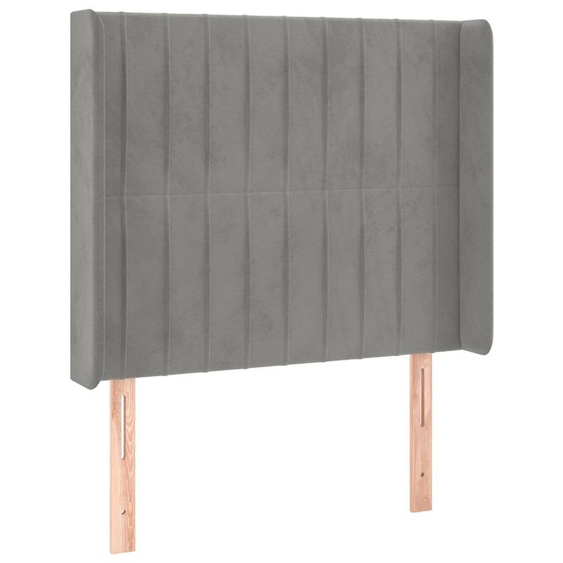 Foto van The living store hoofdbord bed - 93x16x118/128 cm - lichtgrijs fluweel