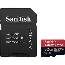 Foto van Sandisk extreme® pro microsdhc-kaart 32 gb class 10, uhs-i, uhs-class 3, v30 video speed class incl. sd-adapter, a1-vermogensstandaard