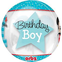 Foto van Amscan folieballon orbz mickey's 1st birthday 38 x 40 cm blauw