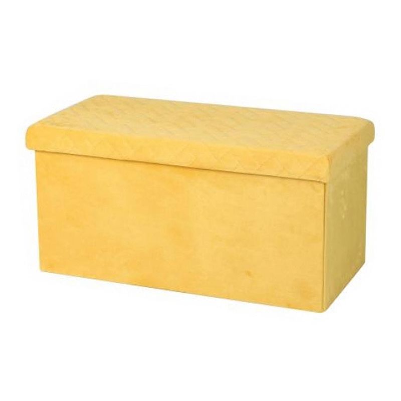 Foto van Hocker bank - poef xxl - opbergbox - geel - polyester/mdf - 76 x 38 x 38 cm - poefs