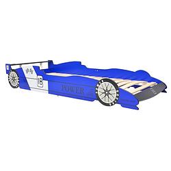 Foto van The living store raceauto kinderbed - blauw - 225 x 94 x 38 cm - geschikt voor matras van 90 x 200 cm - vanaf 4 jaar -