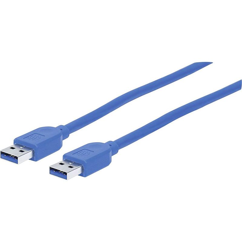 Foto van Manhattan usb-kabel usb 3.2 gen1 (usb 3.0 / usb 3.1 gen1) usb-a stekker, usb-a stekker 1.80 m blauw folie afscherming, ul gecertificeerd, vergulde