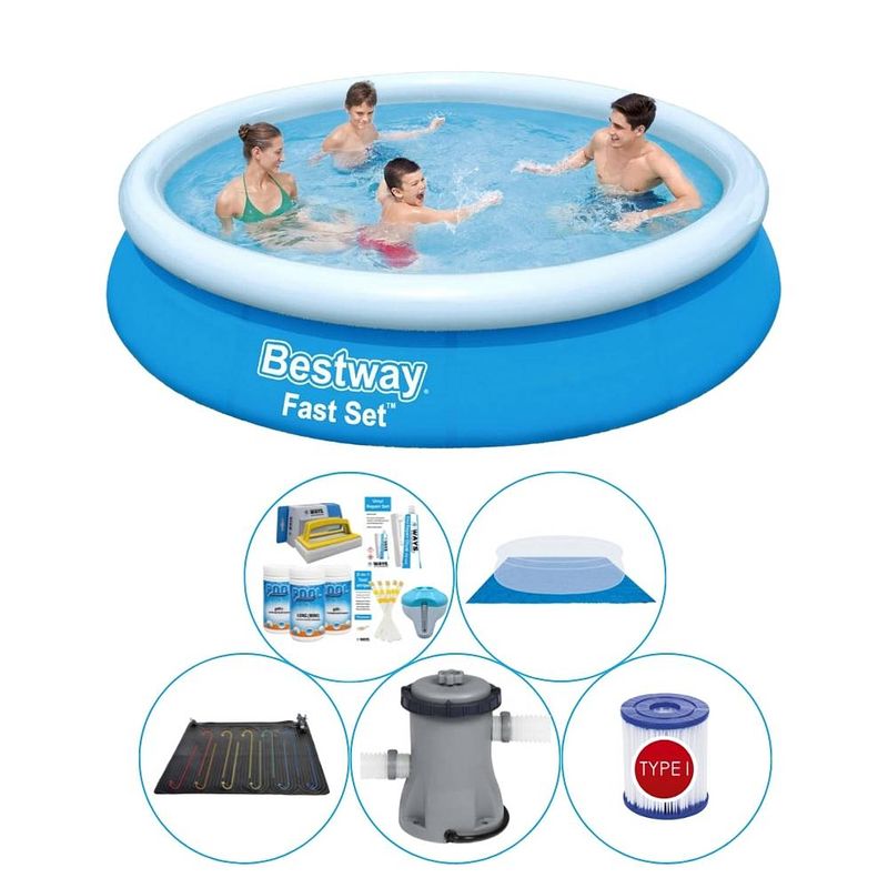 Foto van Bestway fast set rond 366x76 cm - 6-delig - zwembad combi deal