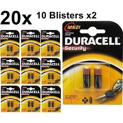 Foto van 20 stuks (10 blisters a 2st) - duracell a23 23a mn21 k23a security 12v alkaline batterij