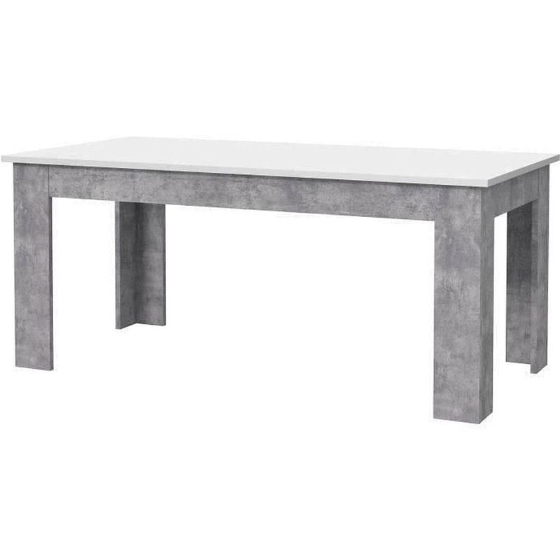 Foto van Pilvi eettafel - 8 personen - wit en licht beton - l 180 x b 90 x h 75 cm