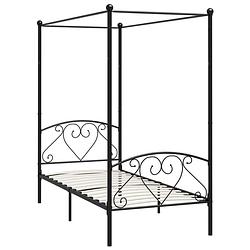 Foto van The living store hemelbedframe metaal - 209x107.5x198 cm - zwart elegante en klassieke sfeer stevig en duurzaam