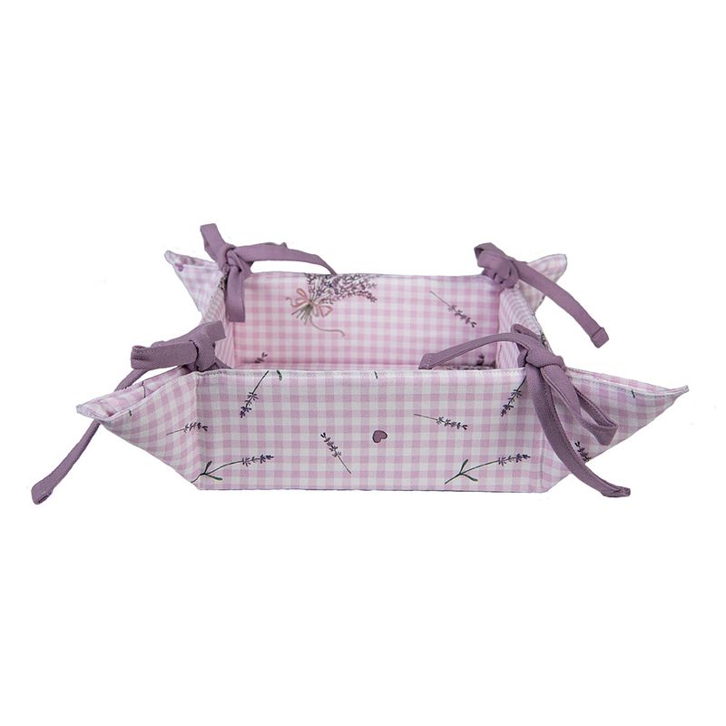 Foto van Haes deco - broodmand - 35x35x8 cm - 100% katoen - lavender garden