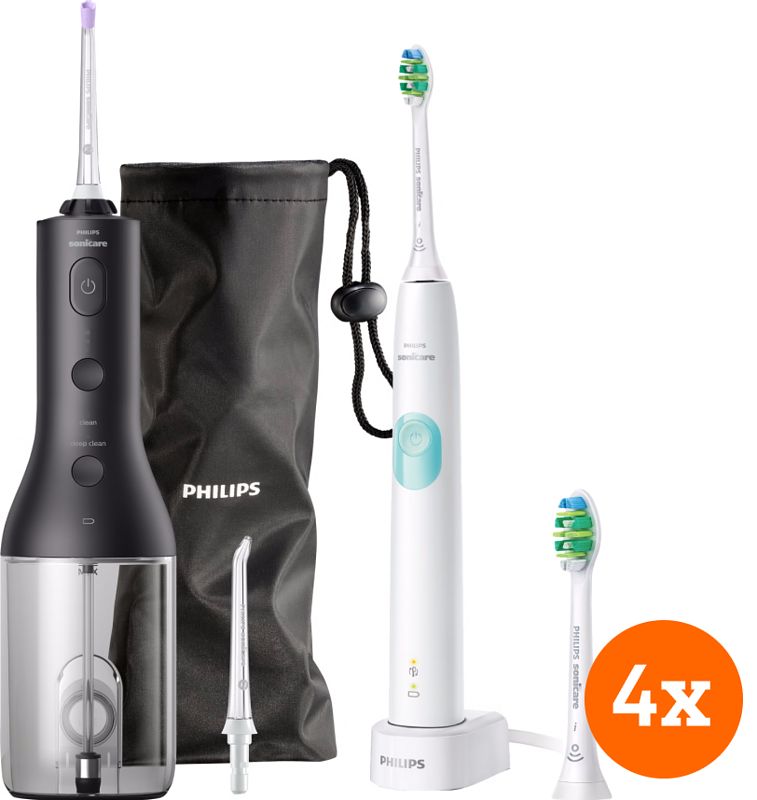 Foto van Philips sonicare protectiveclean 4300 hx6807/63 + opzetborstels (4 stuks) + power floss