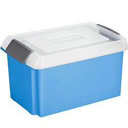 Foto van Sunware opslagbox kunststof 51 liter blauw 59 x 39 x 29 cm met hoge deksel - opbergbox