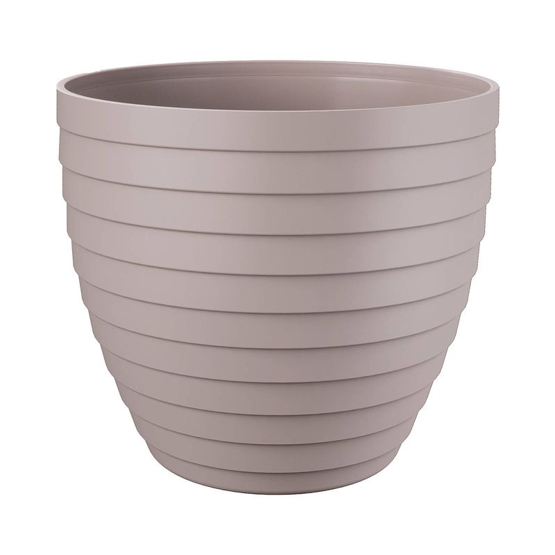 Foto van Juypal hogar bloempot/plantenpot florenzia - taupe - kunststof - d30 x h26,8 cm - voor buiten/binnen - plantenpotten