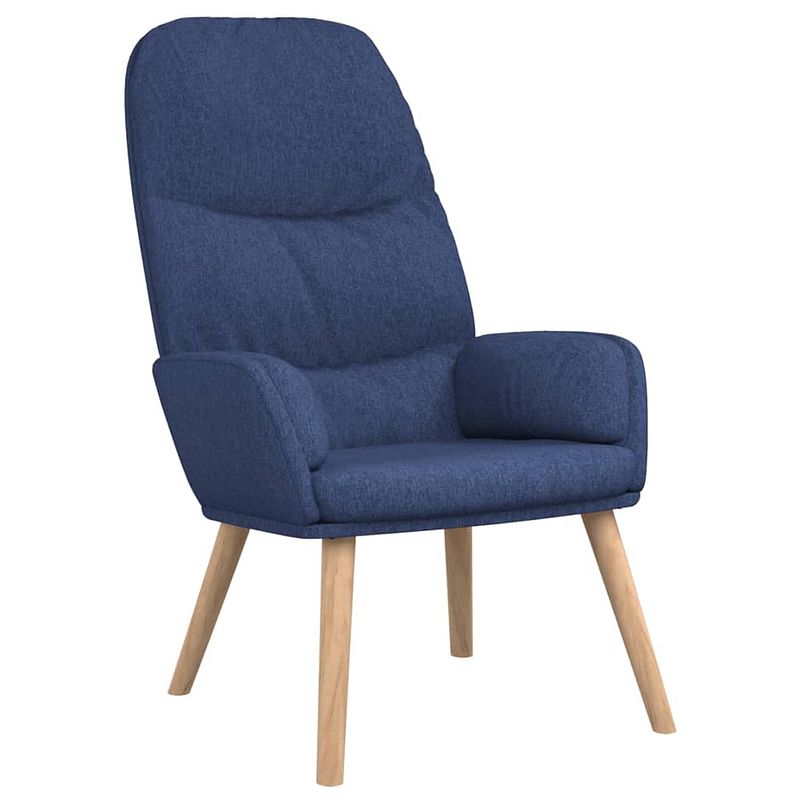 Foto van The living store fauteuil relax - blauw - 70 x 77 x 98 cm - dik gevoerd - metaal