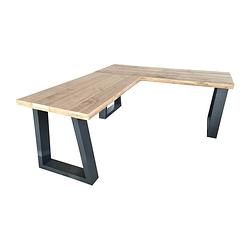 Foto van Wood4you - hoekbureau - vancouver steigerhout antraciet - 200/140 200/140 hout - werkbureau