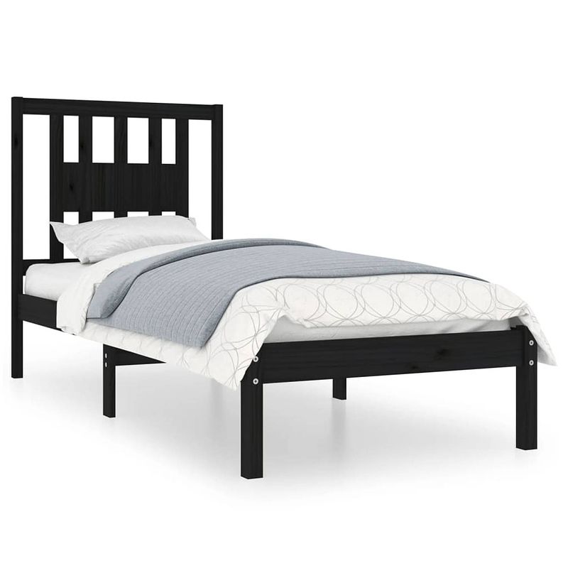 Foto van The living store bedframe klassiek grenenhout - 195.5 x 96 x 100 cm - zwart