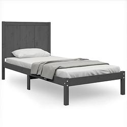 Foto van The living store houten bedframe - grijs - 195.5 x 95.5 x 31 cm - massief grenenhout