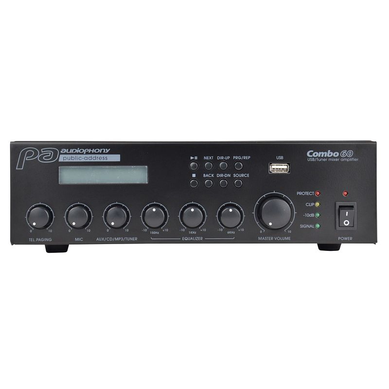 Foto van Audiophony combo60 mixer/versterker/multimediaspeler combinatie 60 watt - 100 v