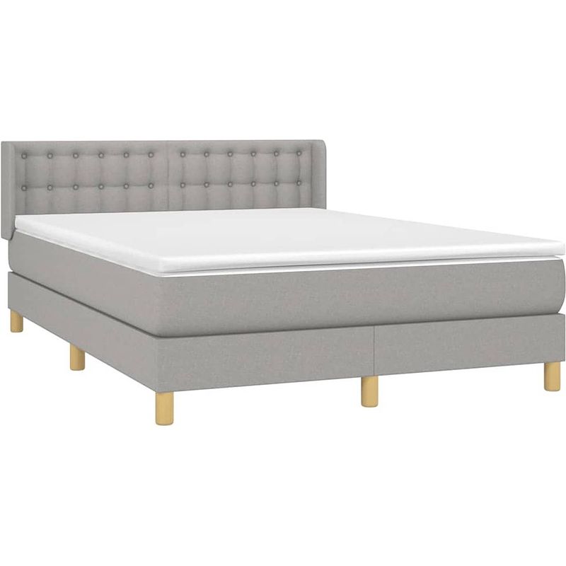 Foto van The living store boxspringbed - lichtgrijs - 193x147x78/88 cm - pocketvering - middelharde ondersteuning -