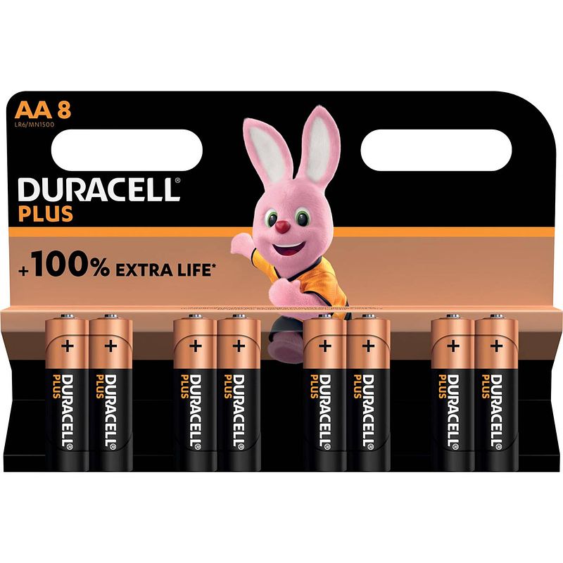 Foto van Duracell batterij plus 100% aa, blister van 8 stuks 24 stuks
