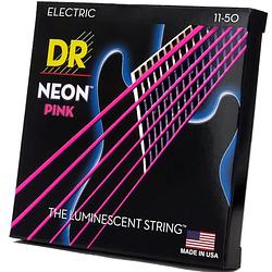 Foto van Dr strings npe-11 hi-def neon pink 11-50 set snaren voor elektrische gitaar