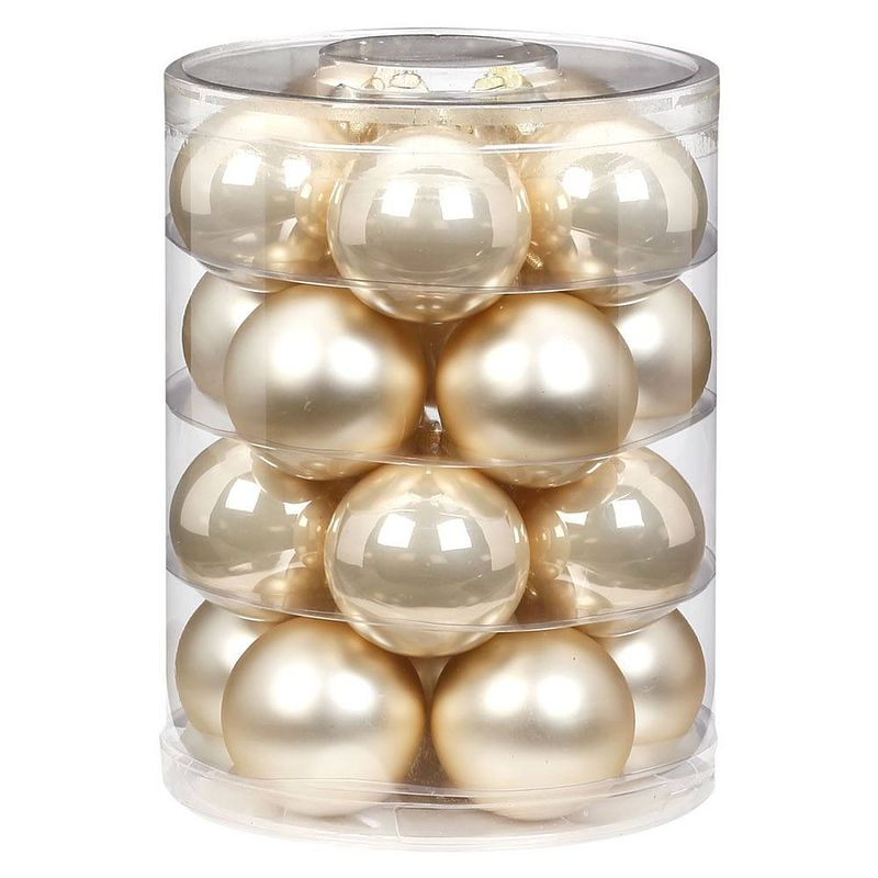 Foto van 60x stuks glazen kerstballen elegant champagne mix 6 cm glans en mat - kerstbal