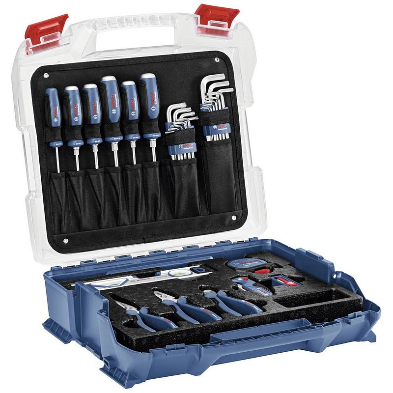 Foto van Bosch professional professional handwerkzeug set 40-teilig 1600a016bw gereedschapsset handwerker, doe-het-zelver in koffer