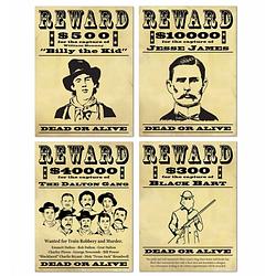 Foto van Wanddecoratie wanted posters 4 stuks - feestposters