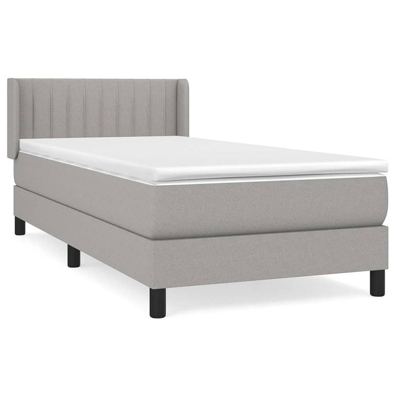 Foto van The living store bed the living store - boxspringbed - 203x103x78/88 cm - lichtgrijs - pocketveren matras - 100x200x20