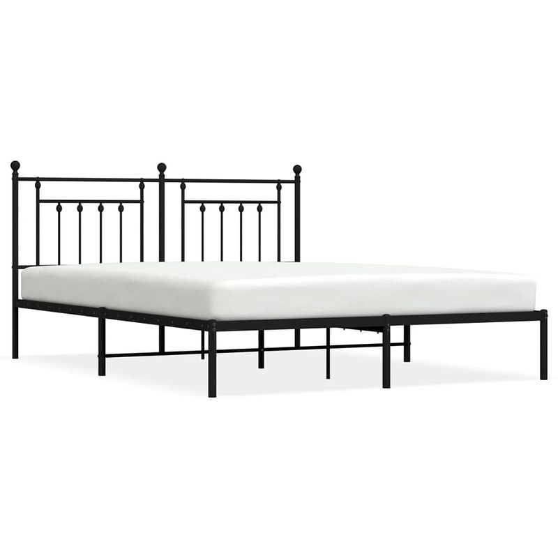 Foto van The living store bedframe - klassiek - metaal - 207 x 166 x 97 cm - zwart